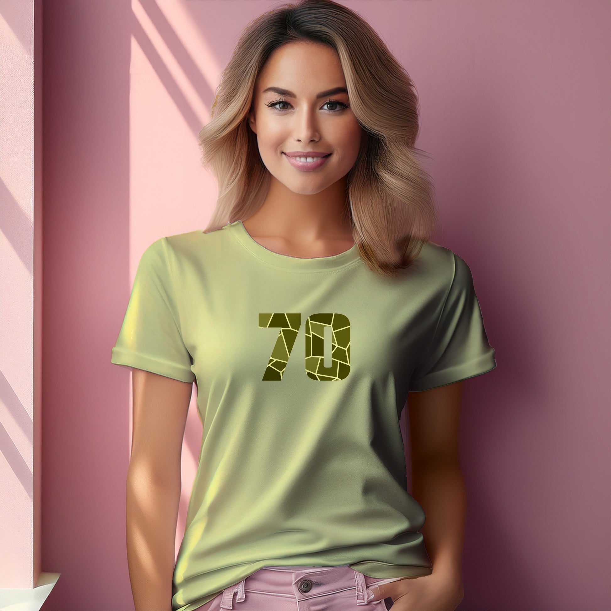 70 Number Women T-Shirt (Butter Yellow) | Stylish Numeric Graphic Tee