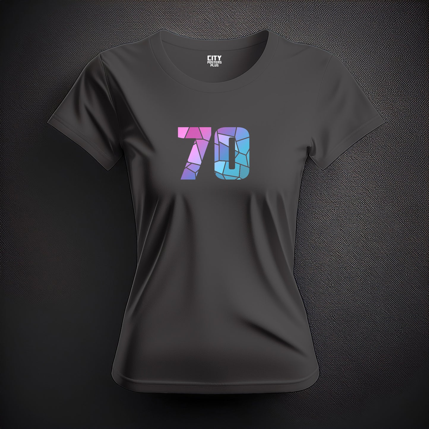 City Posters Plus 70 Number Women T-Shirt (Charcoal Grey) | Stylish Numeric Graphic Tee