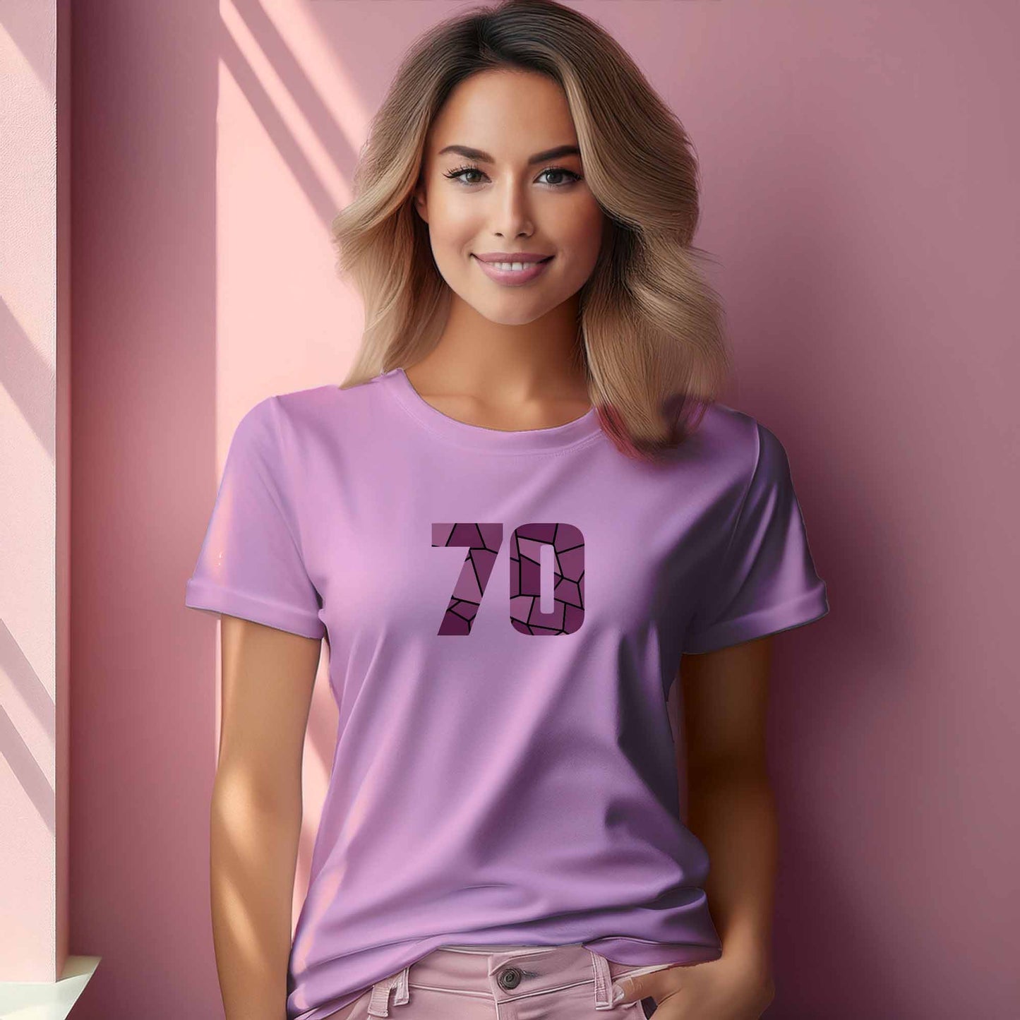 70 Number Women T-Shirt (Light Pink) | Stylish Numeric Graphic Tee