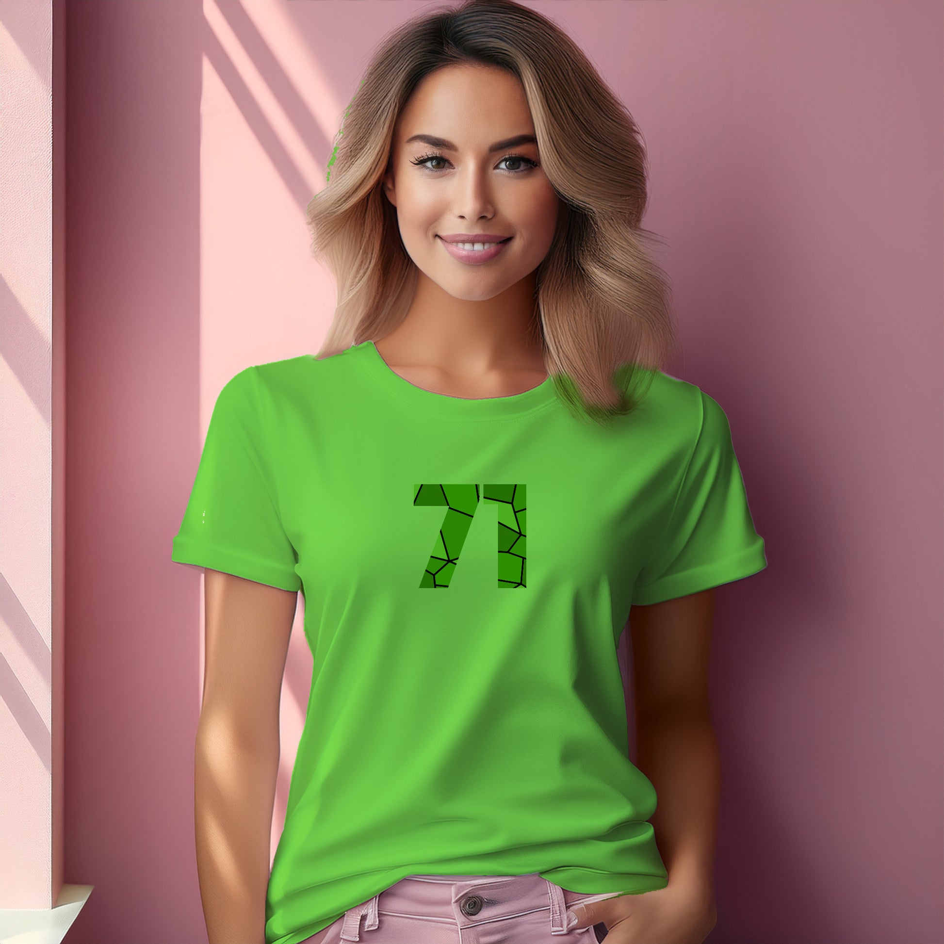 71 Number Women T-Shirt (Liril Green) | Stylish Numeric Graphic Tee