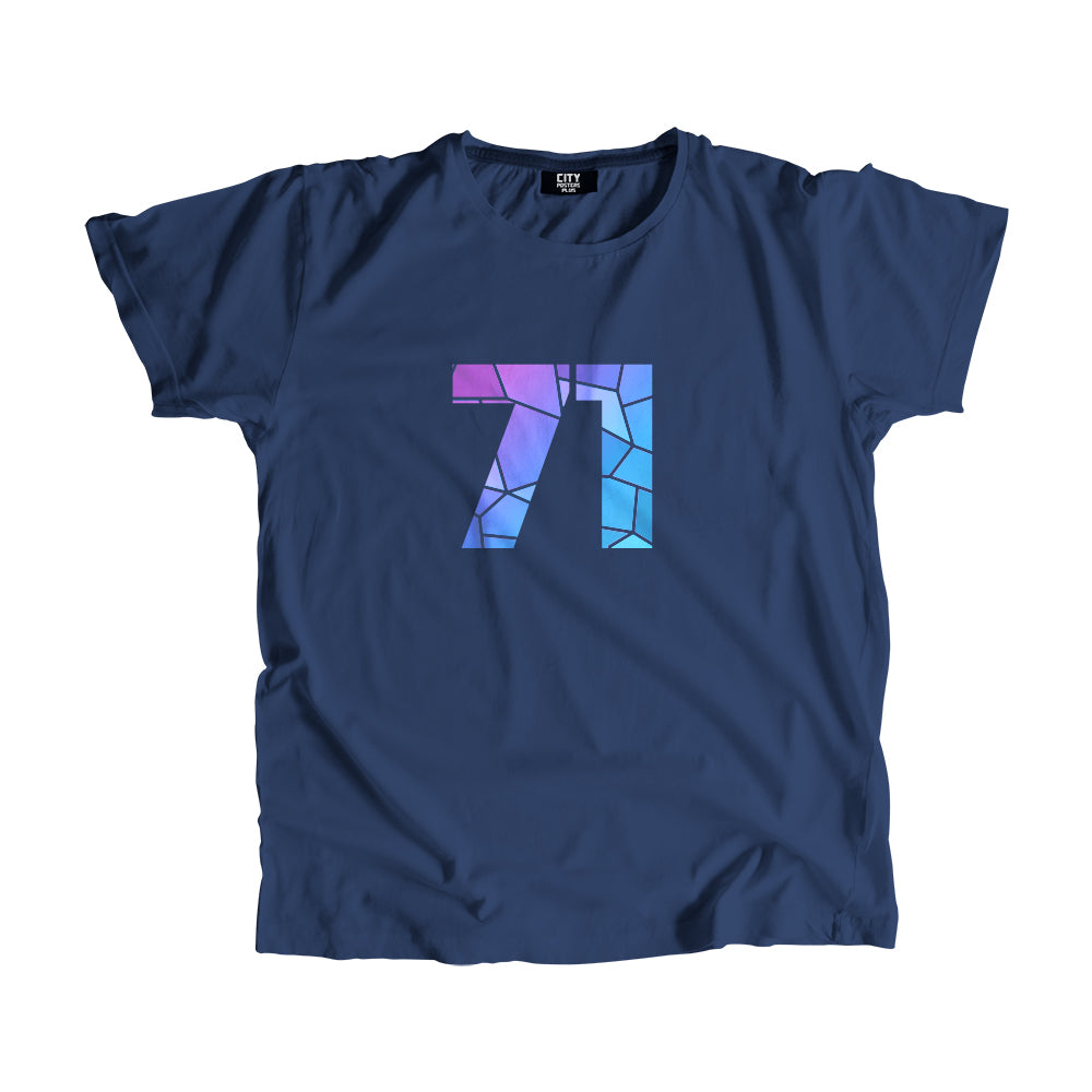 71 Number Men Unisex T-Shirt  (Navy Blue)| Classic Numeric Graphic Tee