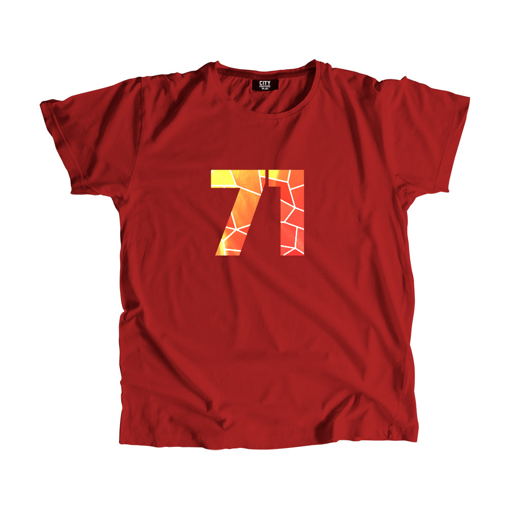 71 Number Men Unisex T-Shirt  (Red)| Classic Numeric Graphic Tee