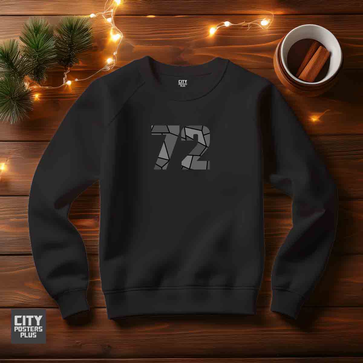 72 Number Unisex Sweatshirt (Black)  Premium Graphic Crewneck