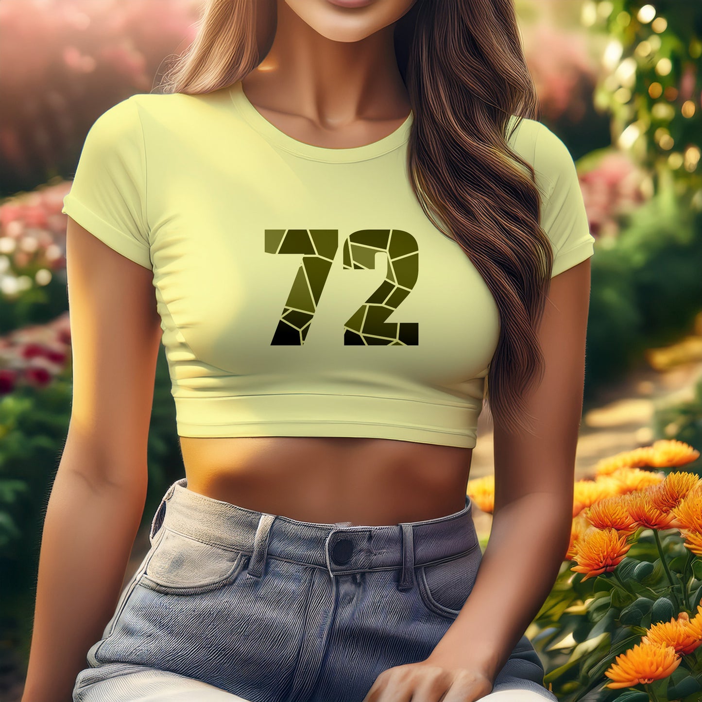 City Posters Plus 72 Number Women Crop Top (Butter Yellow)
