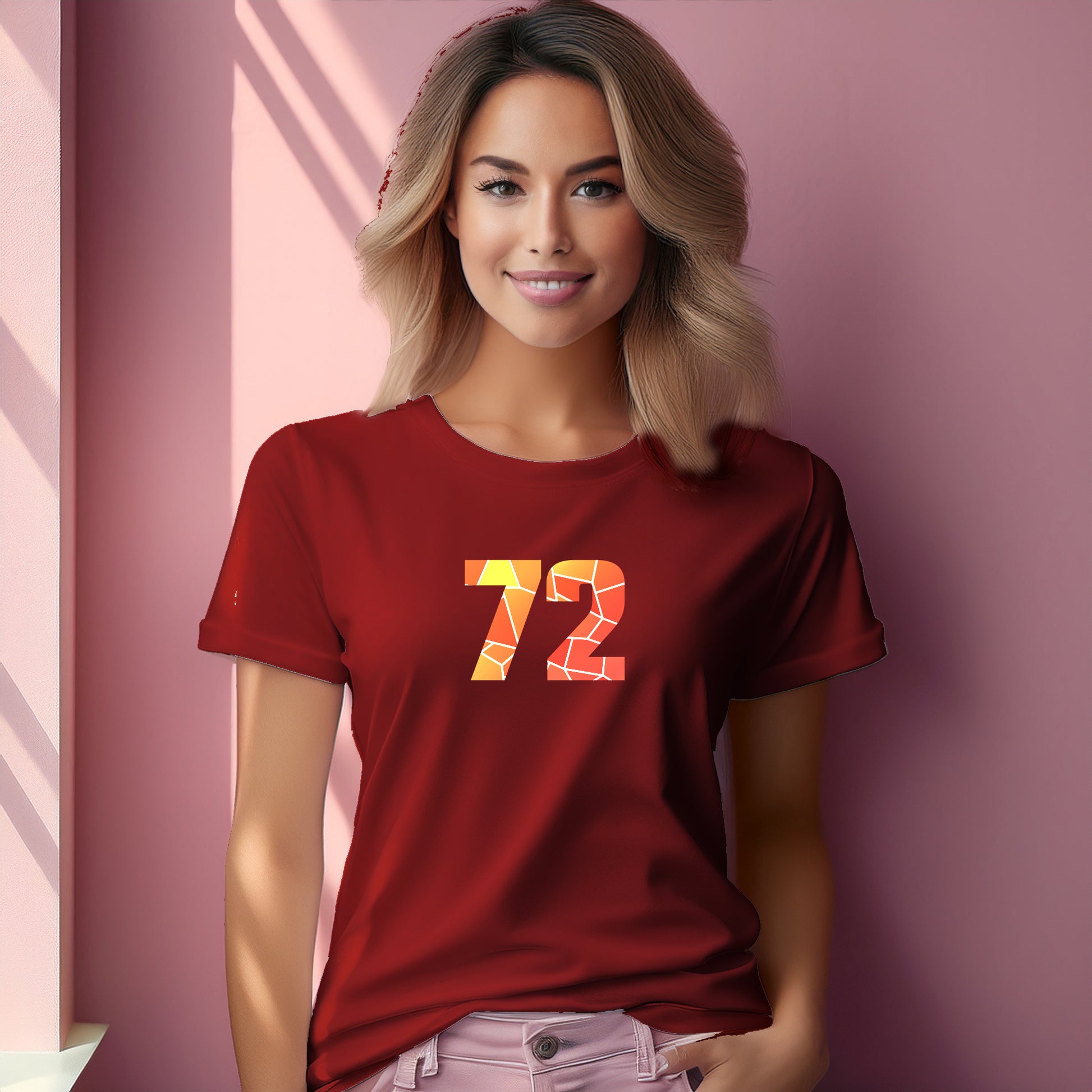72 Number Women T-Shirt (Red) | Stylish Numeric Graphic Tee