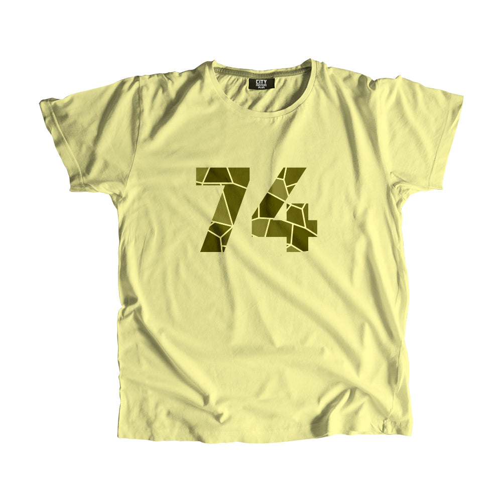 74 Number Men Unisex T-Shirt  (Butter Yellow)| Classic Numeric Graphic Tee