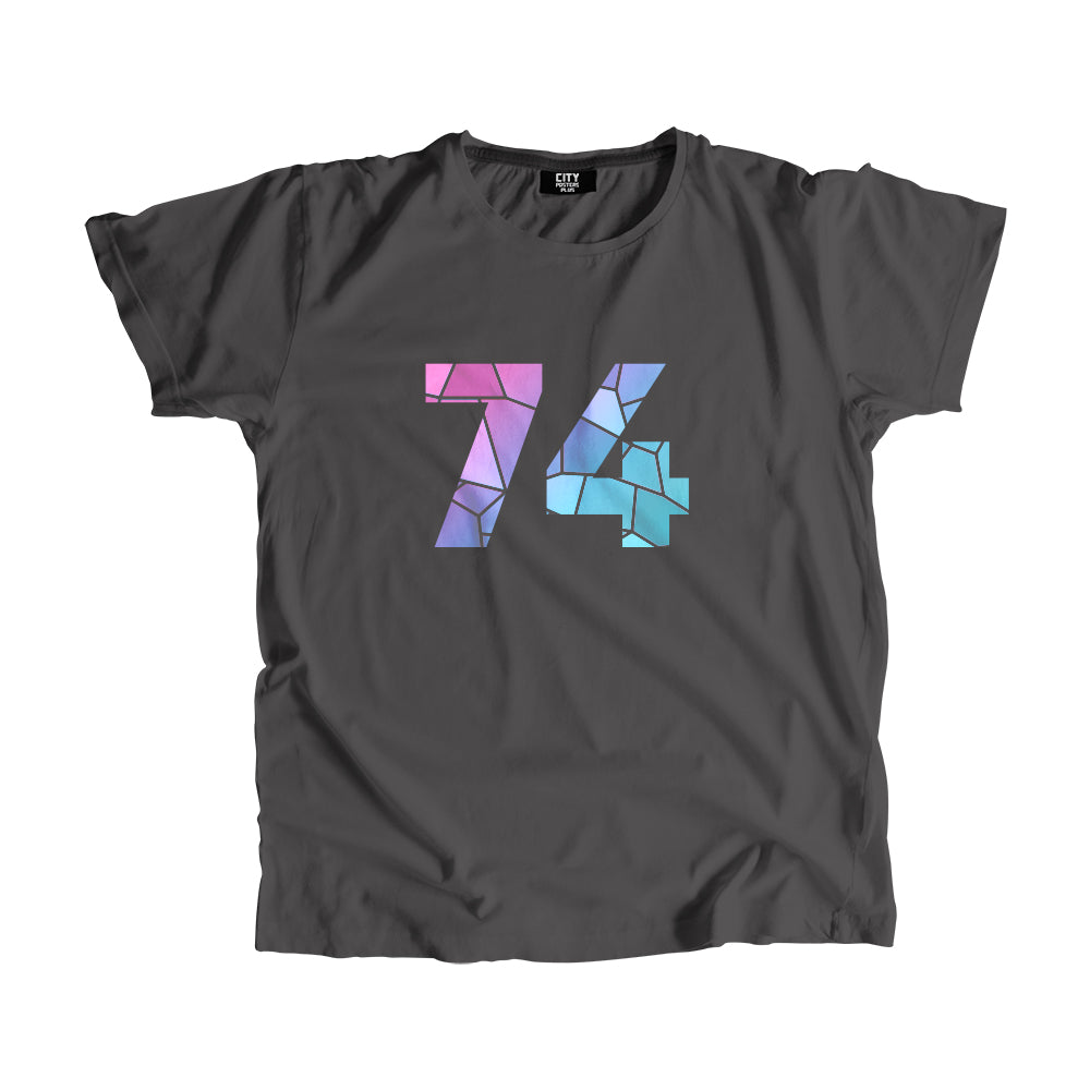 74 Number Men Unisex T-Shirt  (Charcoal Grey)| Classic Numeric Graphic Tee