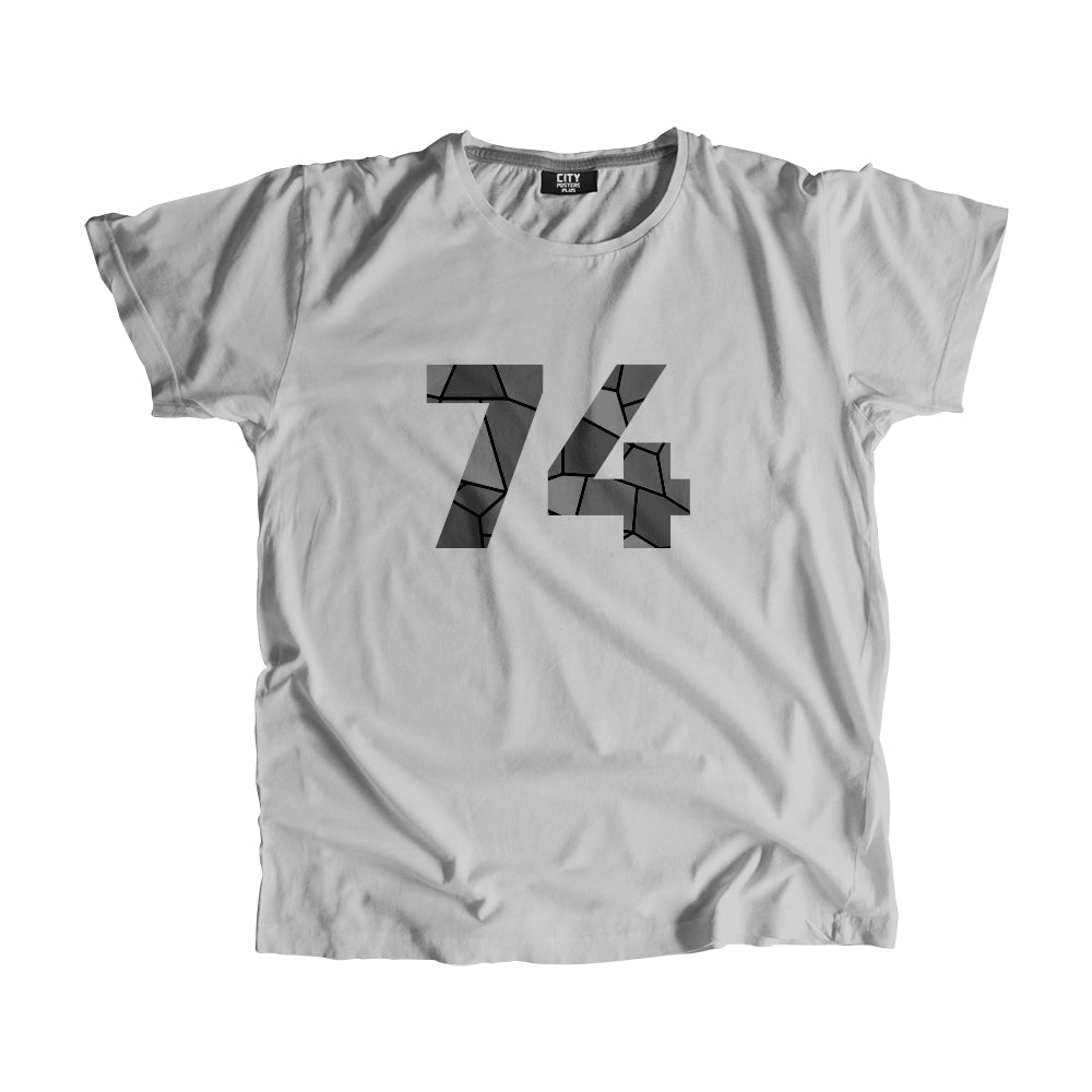 74 Number Men Unisex T-Shirt  (Melange Grey)| Classic Numeric Graphic Tee