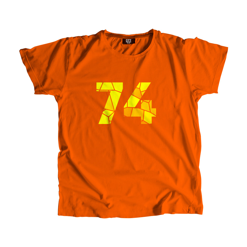 74 Number Men Unisex T-Shirt  (Orange)| Classic Numeric Graphic Tee