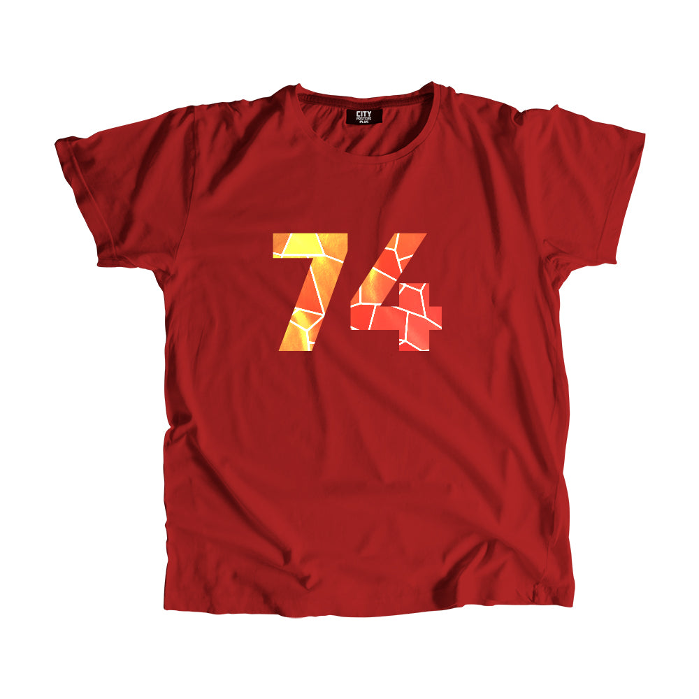 74 Number Men Unisex T-Shirt  (Red)| Classic Numeric Graphic Tee