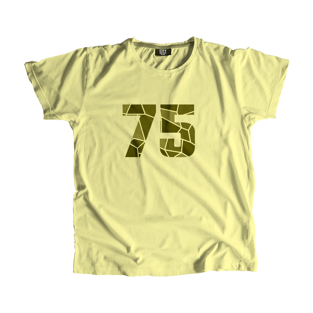 75 Number Men Unisex T-Shirt  (Butter Yellow)| Classic Numeric Graphic Tee