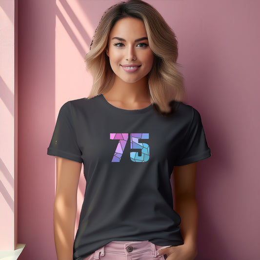 75 Number Women T-Shirt (Charcoal Grey) | Stylish Numeric Graphic Tee