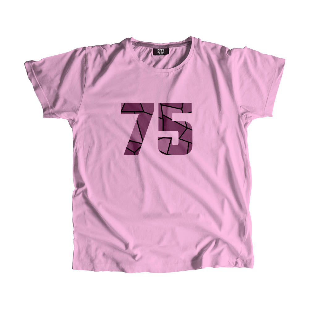 75 Number Men Unisex T-Shirt  (Light Pink)| Classic Numeric Graphic Tee