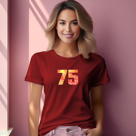 75 Number Women T-Shirt (Red) | Stylish Numeric Graphic Tee