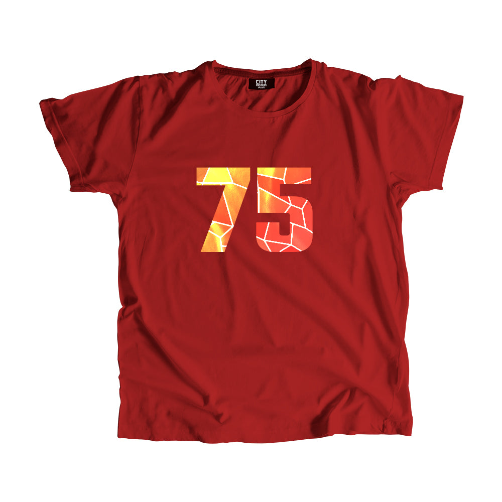 75 Number Men Unisex T-Shirt  (Red)| Classic Numeric Graphic Tee