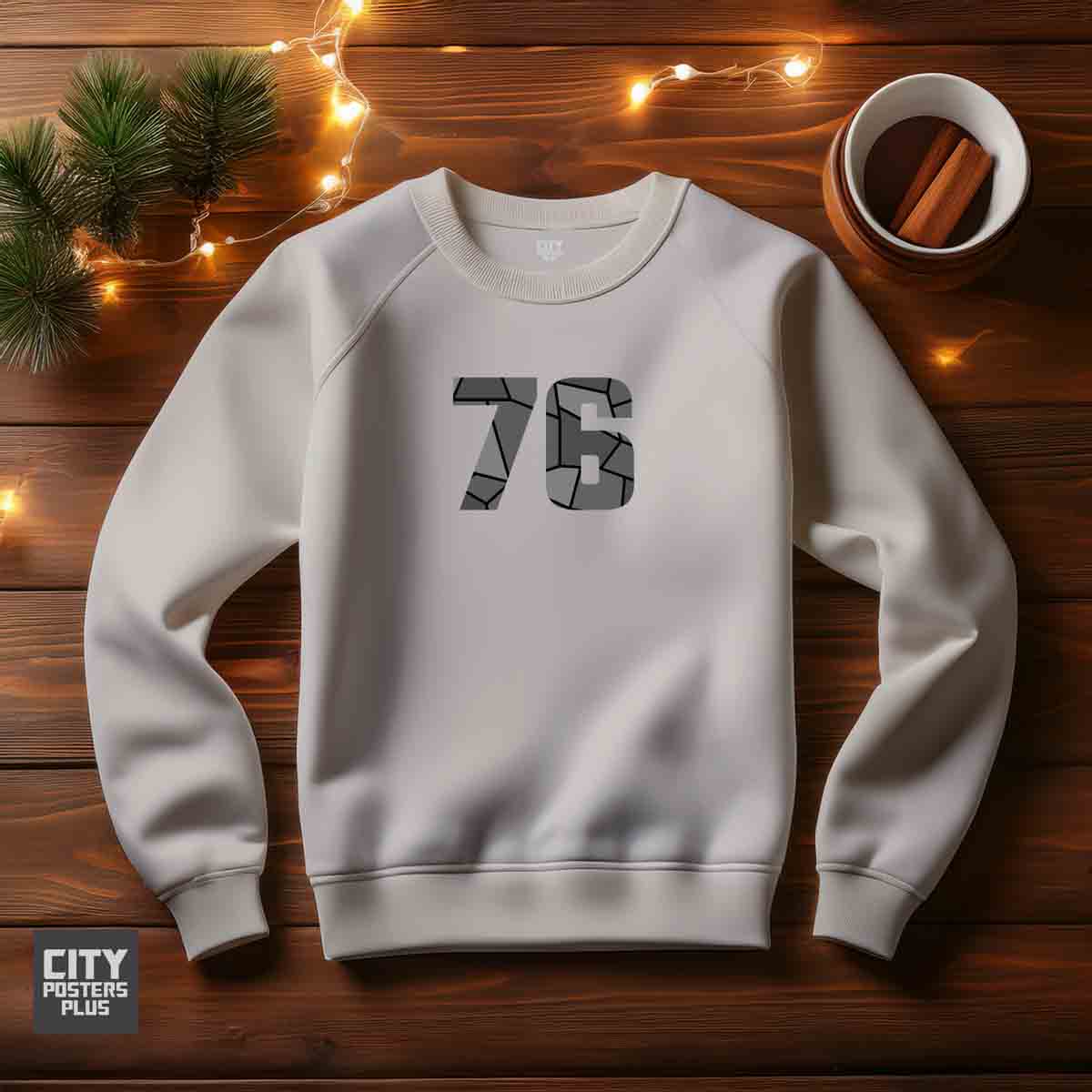 76 Number Unisex Sweatshirt (Melange Grey)  Premium Graphic Crewneck