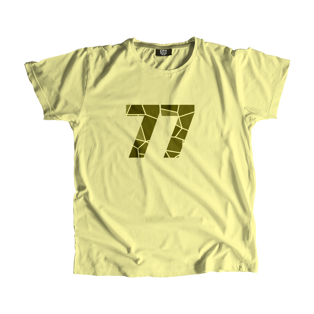 77 Number Men Unisex T-Shirt  (Butter Yellow)| Classic Numeric Graphic Tee