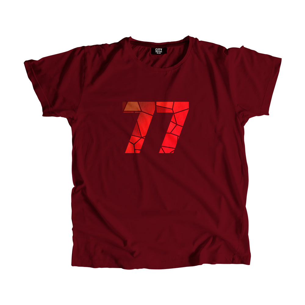 77 Number Men Unisex T-Shirt  (Maroon)| Classic Numeric Graphic Tee