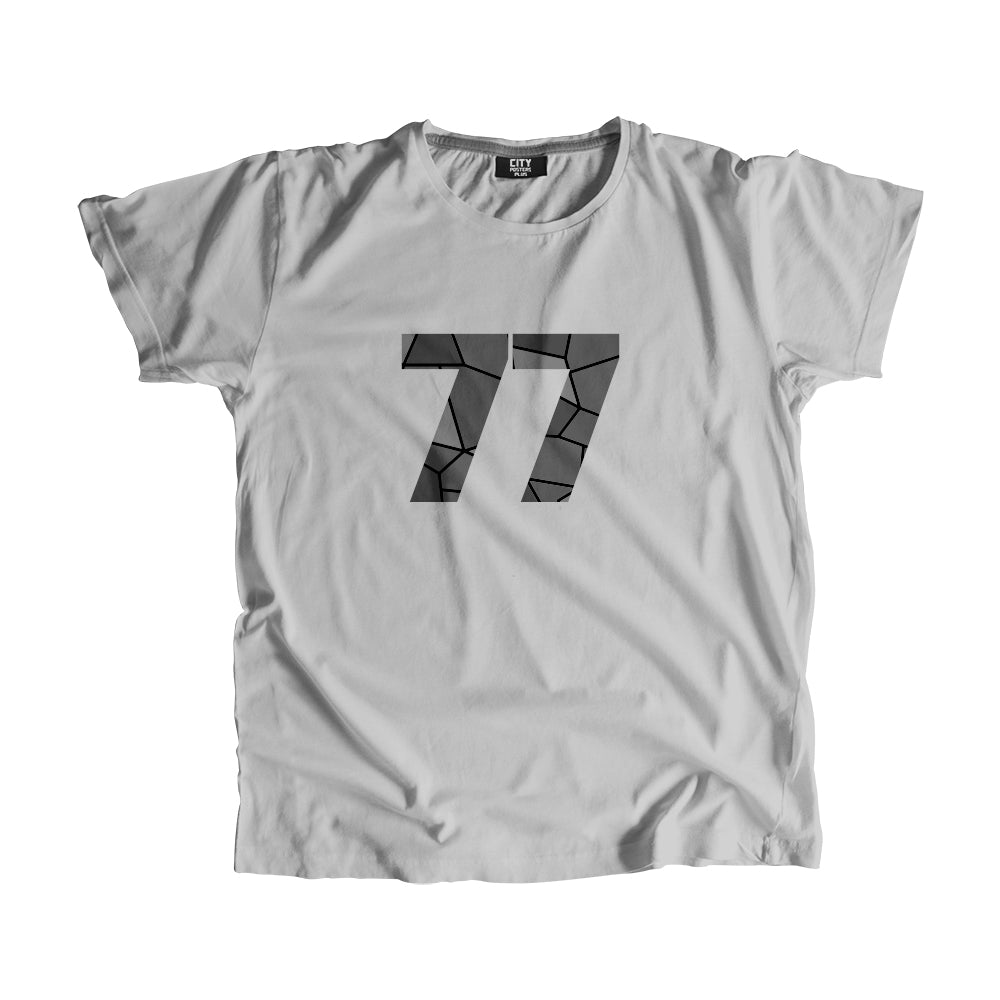 77 Number Men Unisex T-Shirt  (Melange Grey)| Classic Numeric Graphic Tee