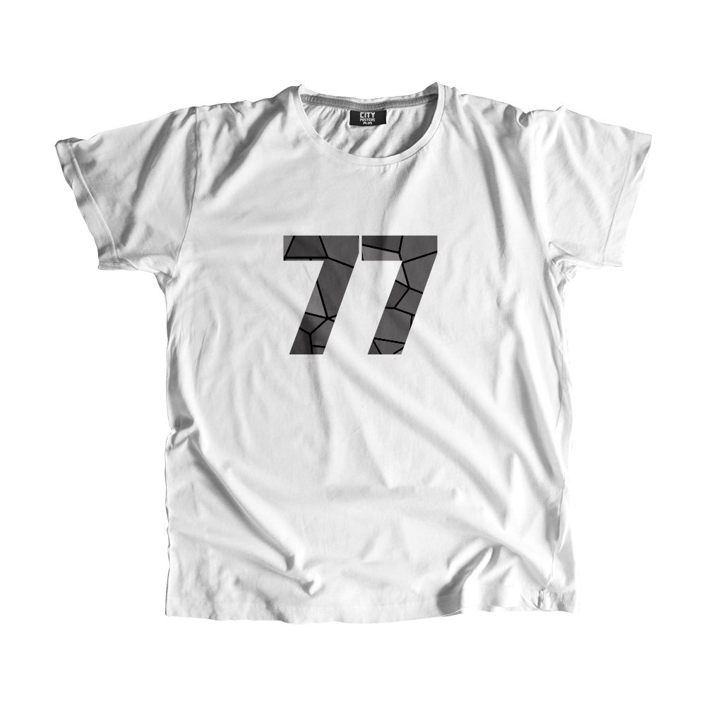 77 Number Men Unisex T-Shirt  (White)| Classic Numeric Graphic Tee