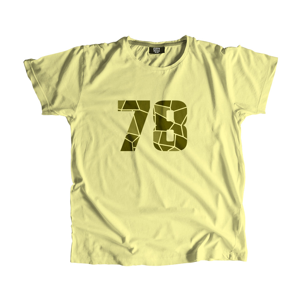 78 Number Men Unisex T-Shirt  (Butter Yellow)| Classic Numeric Graphic Tee