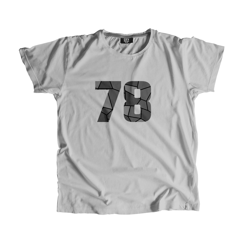 78 Number Men Unisex T-Shirt  (Melange Grey)| Classic Numeric Graphic Tee