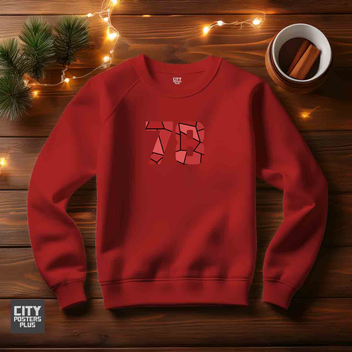 78 Number Unisex Sweatshirt (Red)  Premium Graphic Crewneck