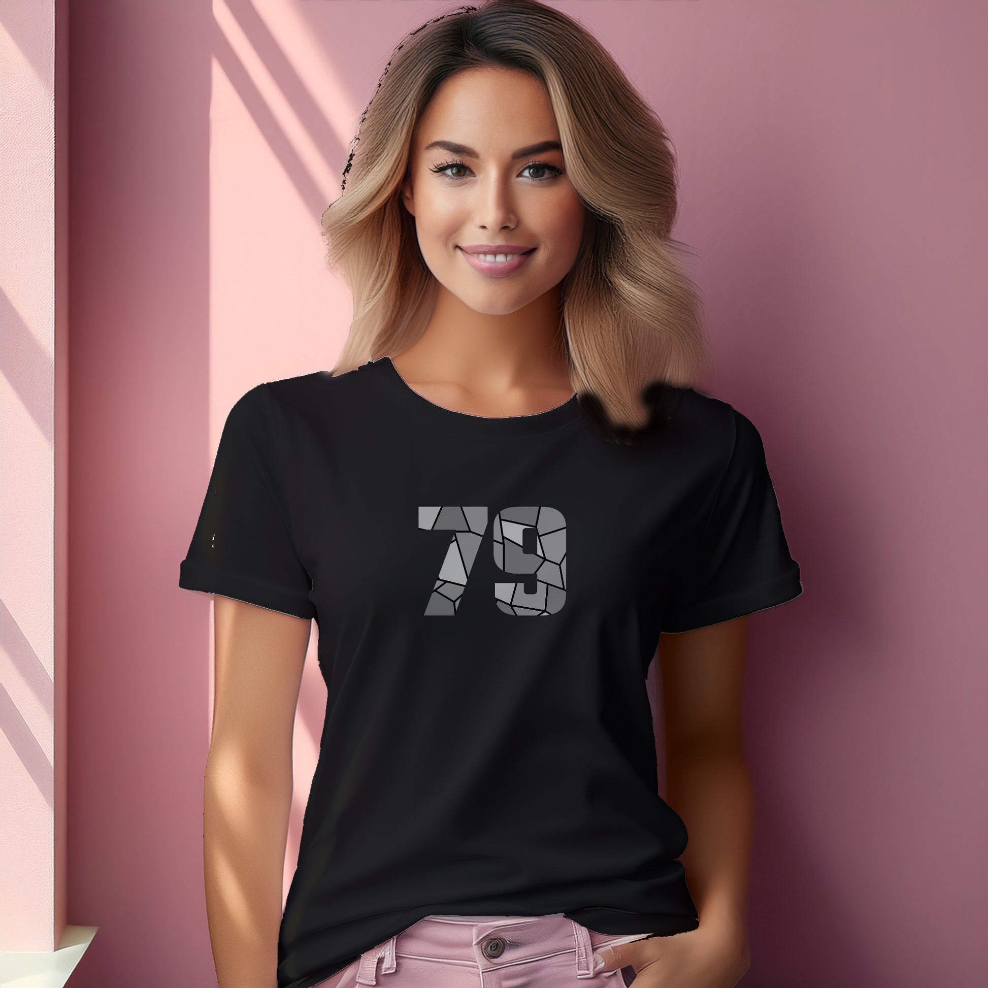 79 Number Women T-Shirt (Black) | Stylish Numeric Graphic Tee