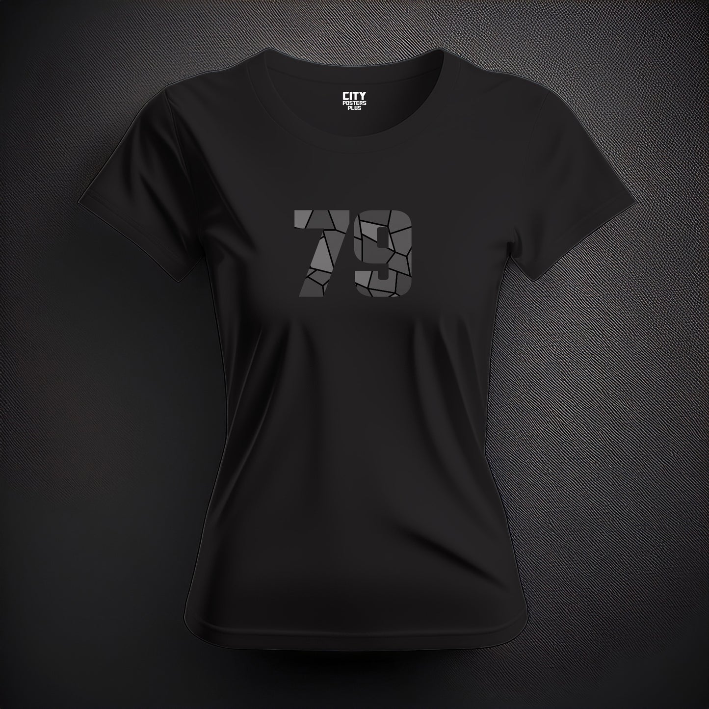 City Posters Plus 79 Number Women T-Shirt (Black) | Stylish Numeric Graphic Tee