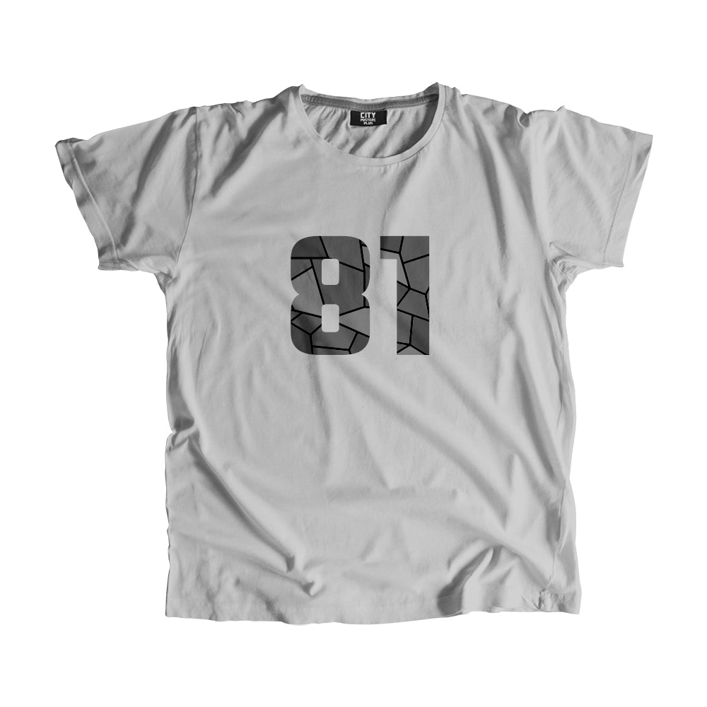 81 Number Men Unisex T-Shirt  (Melange Grey)| Classic Numeric Graphic Tee