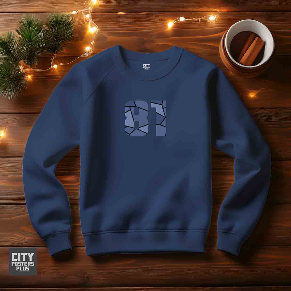 81 Number Unisex Sweatshirt (Navy Blue)  Premium Graphic Crewneck