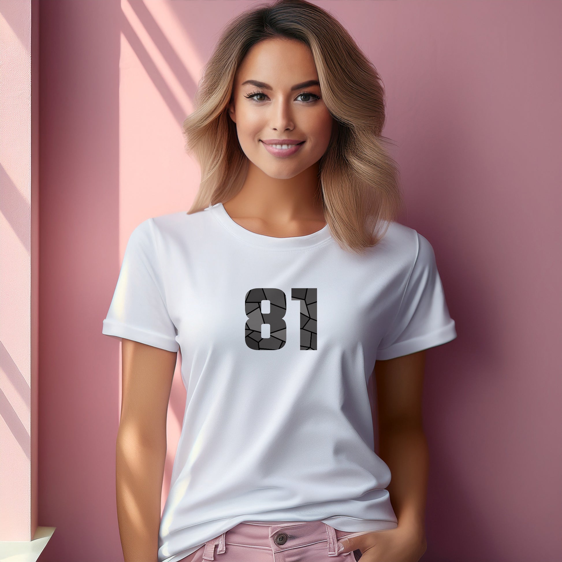 81 Number Women T-Shirt (White) | Stylish Numeric Graphic Tee