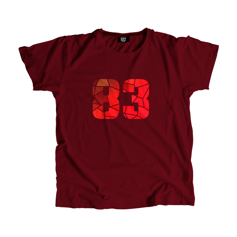 83 Number Men Unisex T-Shirt  (Maroon)| Classic Numeric Graphic Tee