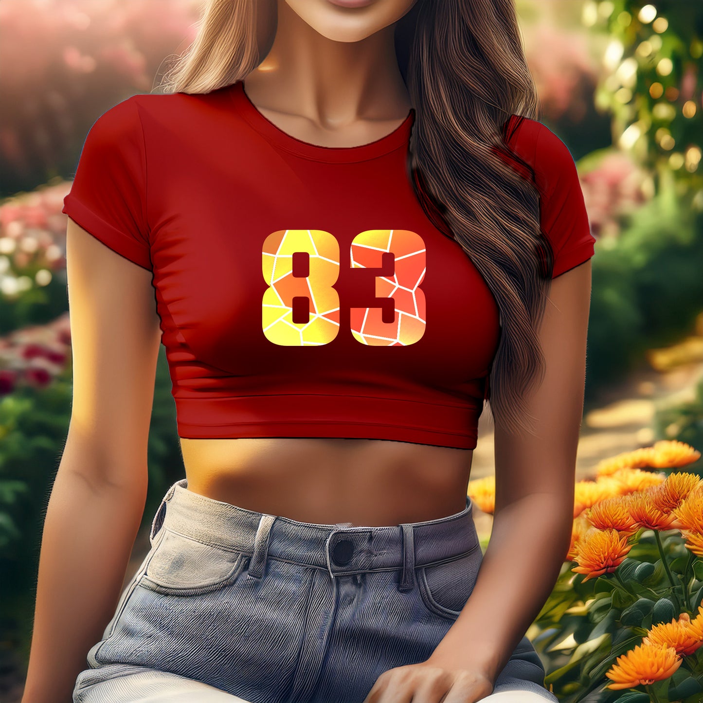 City Posters Plus 83 Number Women Crop Top (Red)