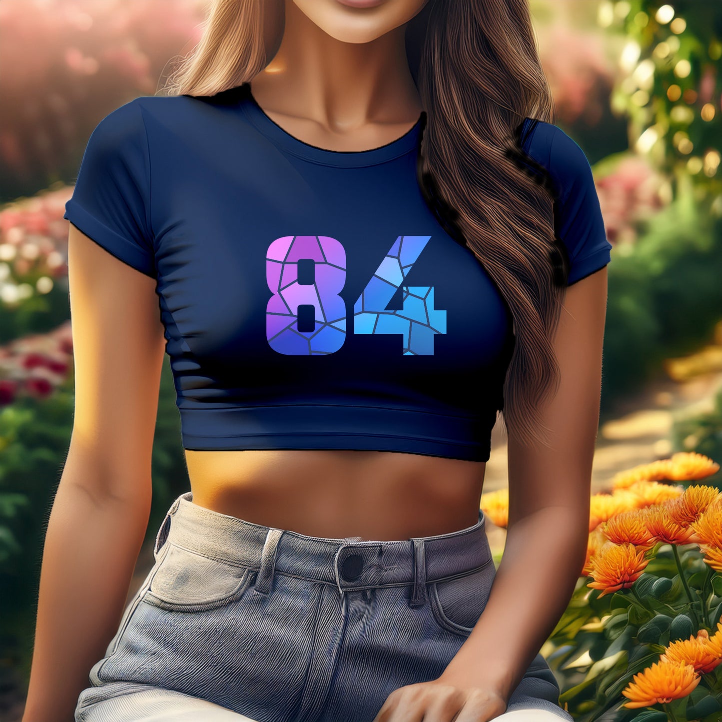 City Posters Plus 84 Number Women Crop Top (Navy Blue)