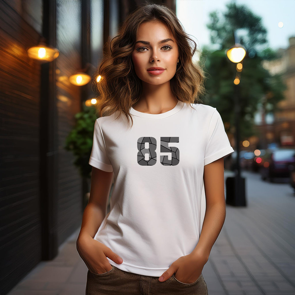 City Posters Plus 85 Number Women T-Shirt (White) | Stylish Numeric Graphic Tee