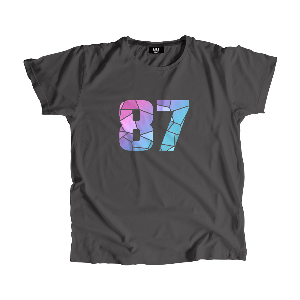 87 Number Men Unisex T-Shirt  (Charcoal Grey)| Classic Numeric Graphic Tee