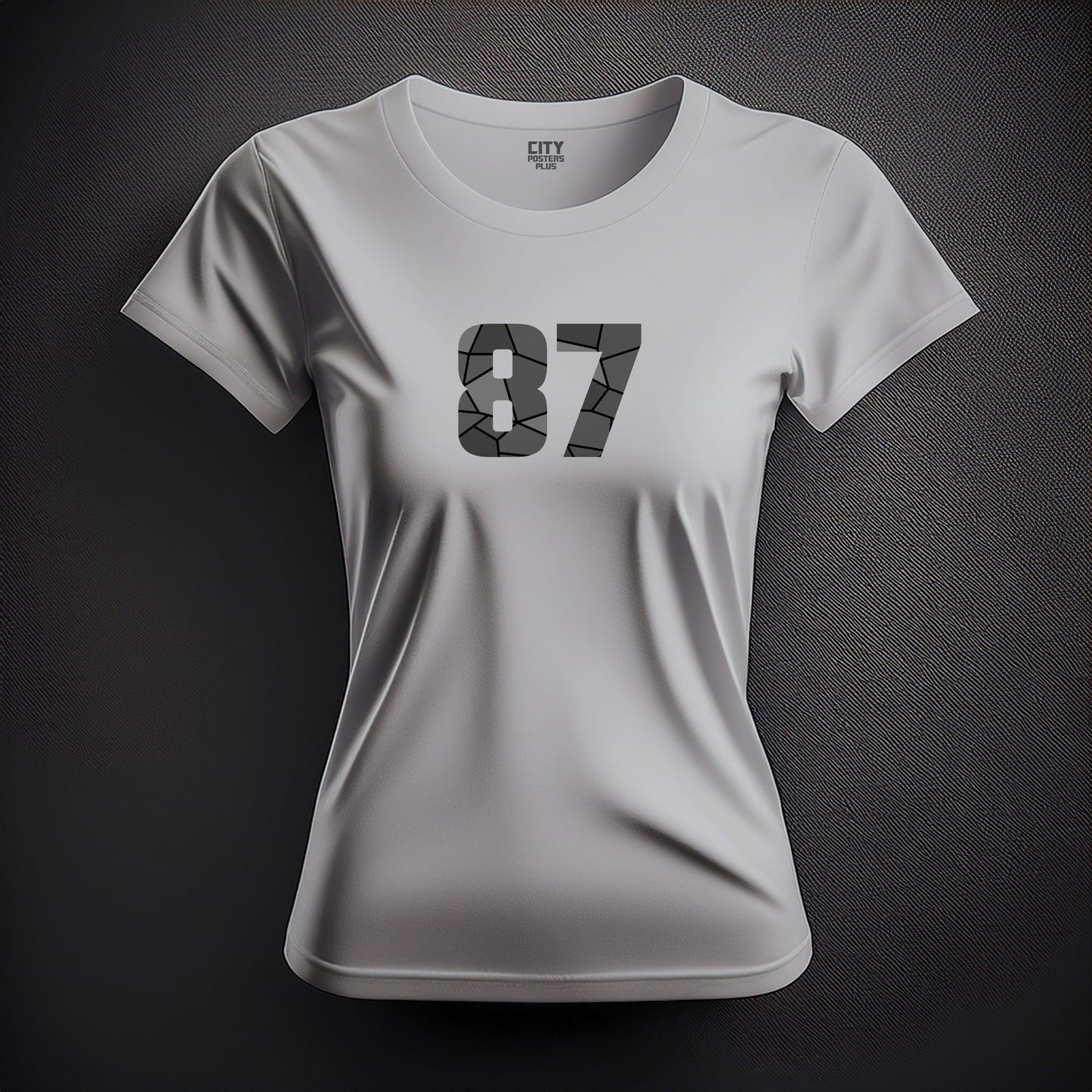 City Posters Plus 87 Number Women T-Shirt (Melange Grey) | Stylish Numeric Graphic Tee