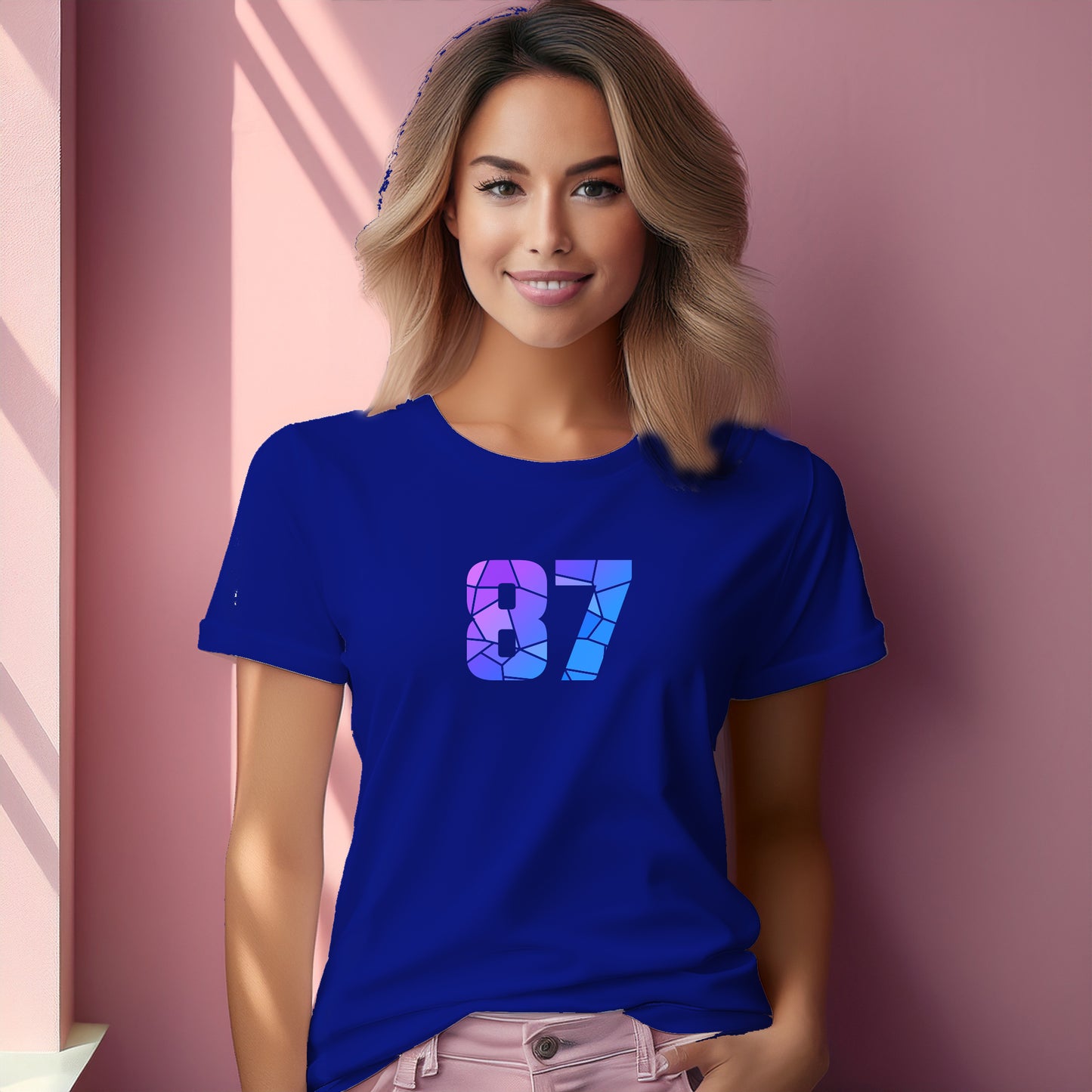 87 Number Women T-Shirt (Royal Blue) | Stylish Numeric Graphic Tee