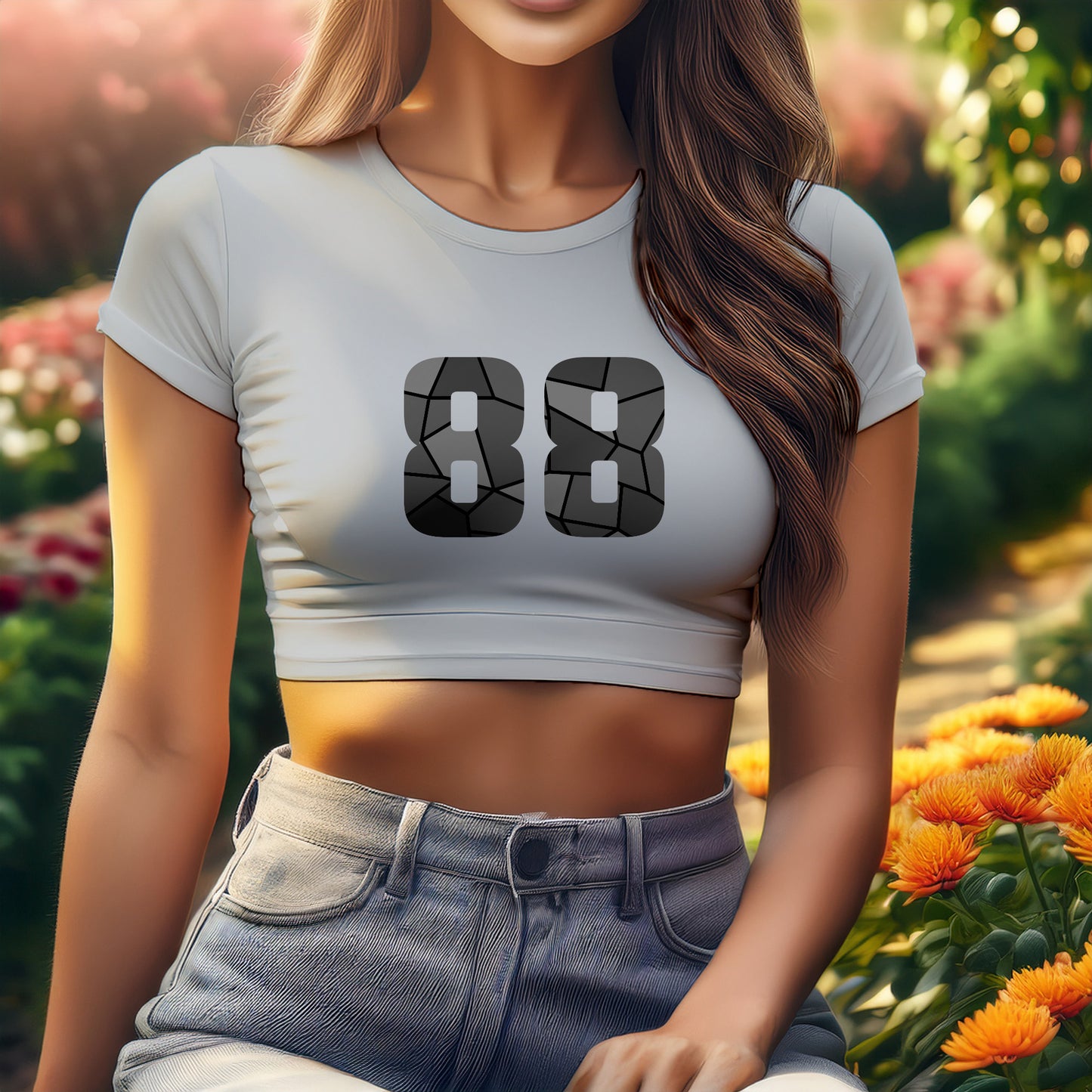 City Posters Plus 88 Number Women Crop Top (Melange Grey)