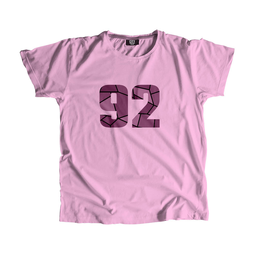 92 Number Men Unisex T-Shirt  (Light Pink)| Classic Numeric Graphic Tee