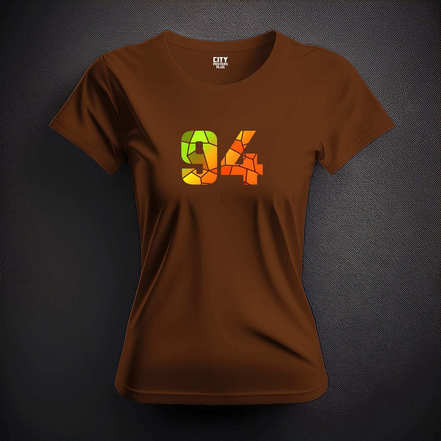 City Posters Plus 94 Number Women T-Shirt (Brown) | Stylish Numeric Graphic Tee