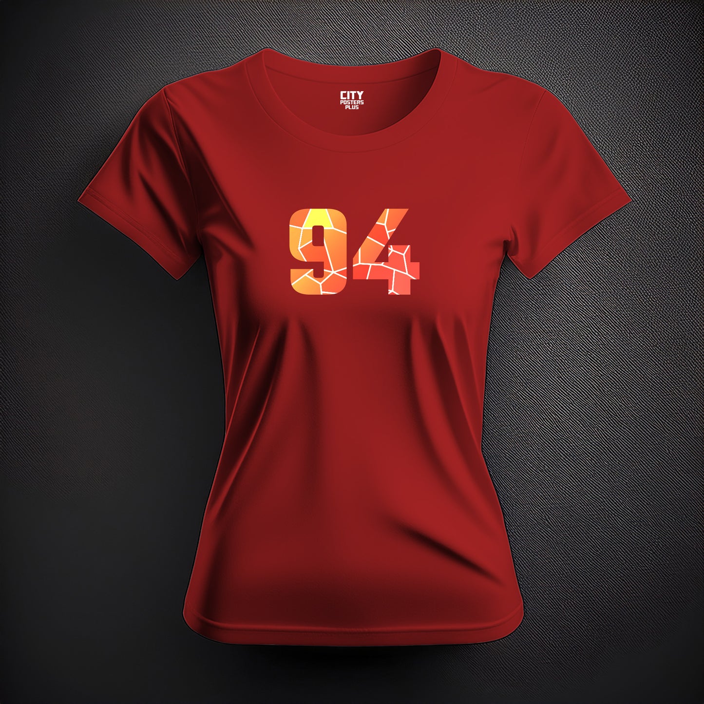 City Posters Plus 94 Number Women T-Shirt (Red) | Stylish Numeric Graphic Tee