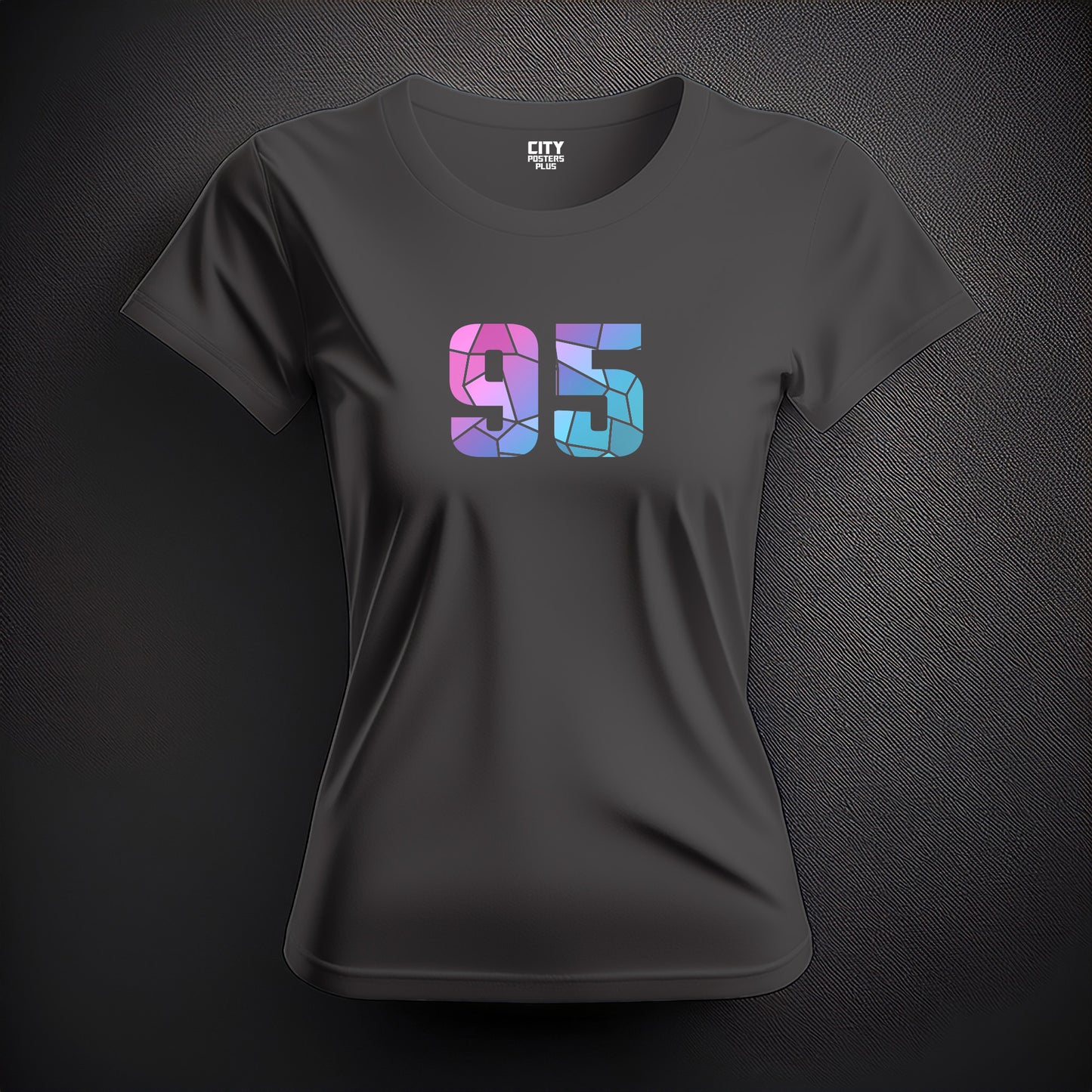 City Posters Plus 95 Number Women T-Shirt (Charcoal Grey) | Stylish Numeric Graphic Tee