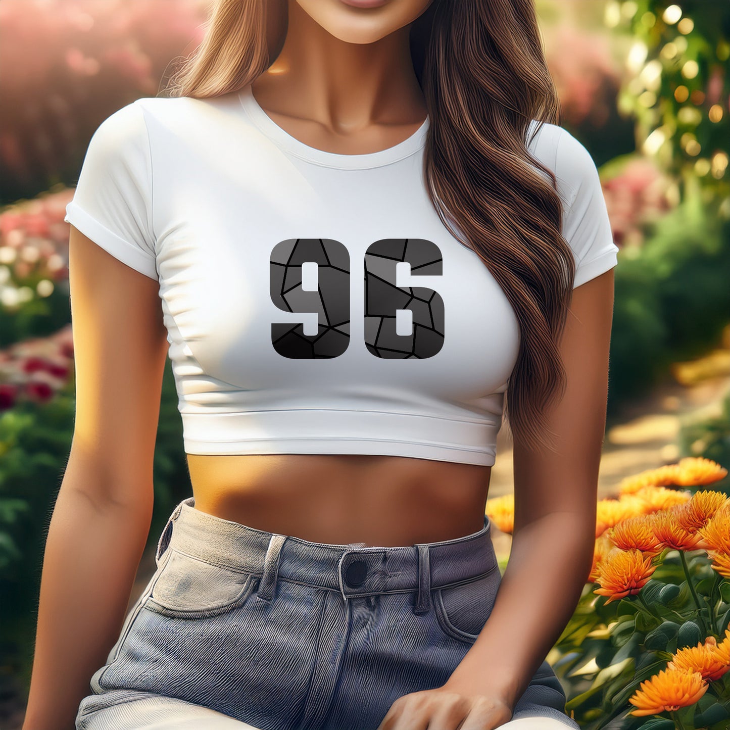 City Posters Plus 96 Number Women Crop Top (White)