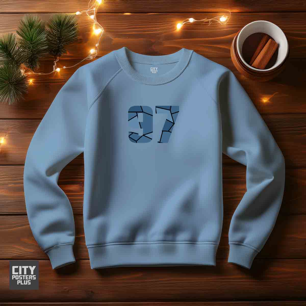 97 Number Unisex Sweatshirt (Baby Blue)  Premium Graphic Crewneck