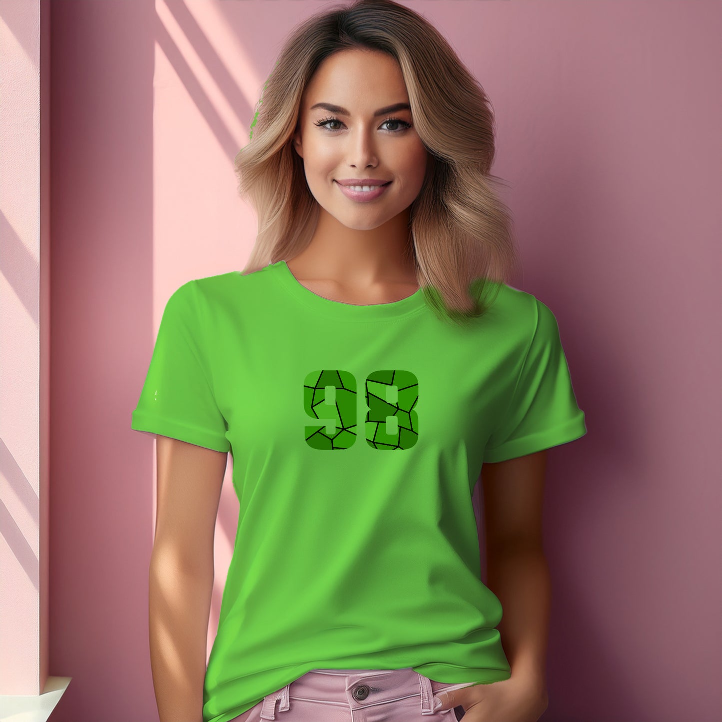 98 Number Women T-Shirt (Liril Green) | Stylish Numeric Graphic Tee