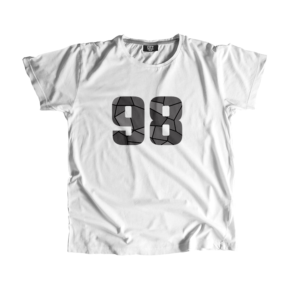 98 Number Men Unisex T-Shirt  (White)| Classic Numeric Graphic Tee