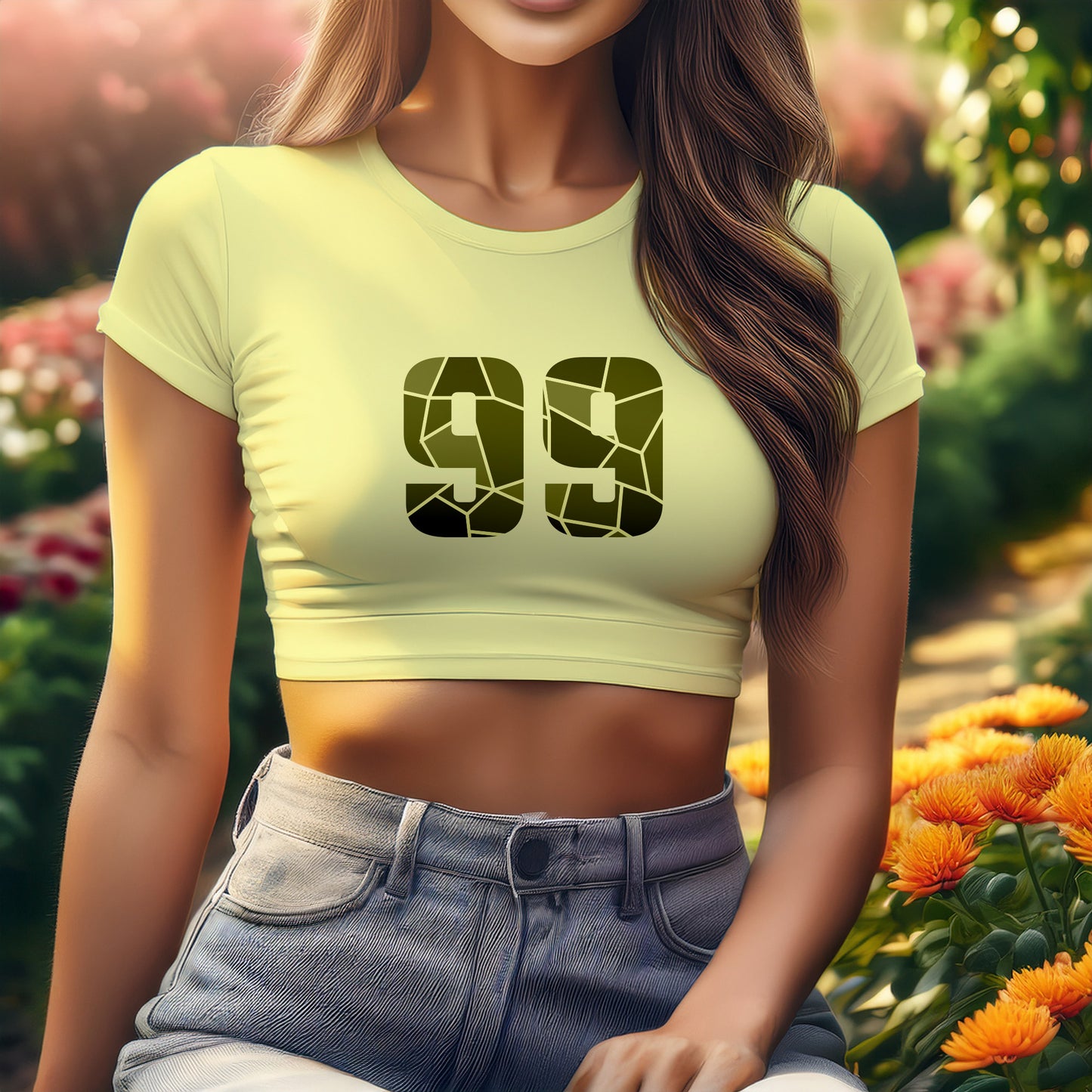 City Posters Plus 99 Number Women Crop Top (Butter Yellow)