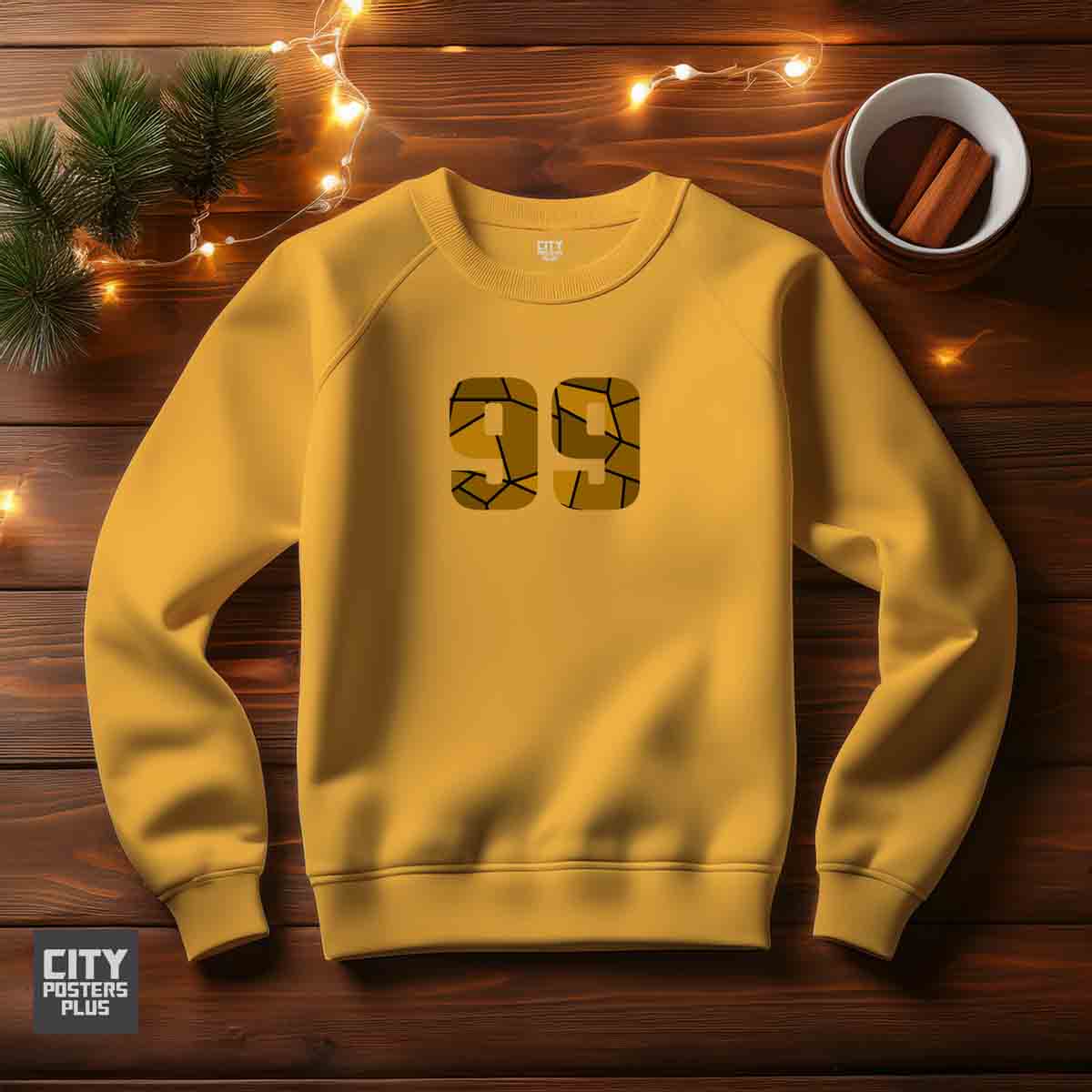 99 Number Unisex Sweatshirt (Golden Yellow)  Premium Graphic Crewneck